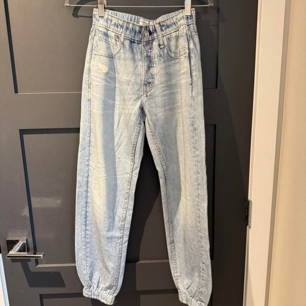 Rag & Bone Miramar Jogger Meadowblue Denim Print Terry Pants XS WCW23F70008200